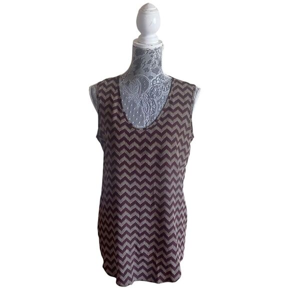 VERONICA Beard ZigZag Chevron Print Tunic Tank Top Brown - Picture 1 of 8